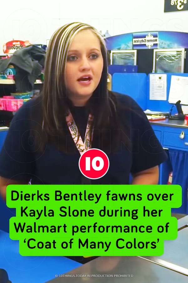 Dierks Bentley fawns over Kayla Slone during her Walmart performance of ‘Coat of Many Colors’